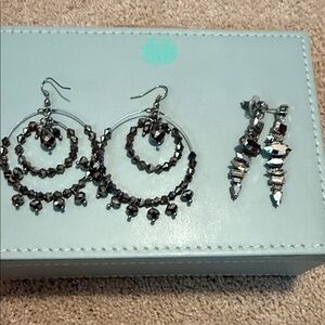 Chic Black and Silver Hoop Earrings